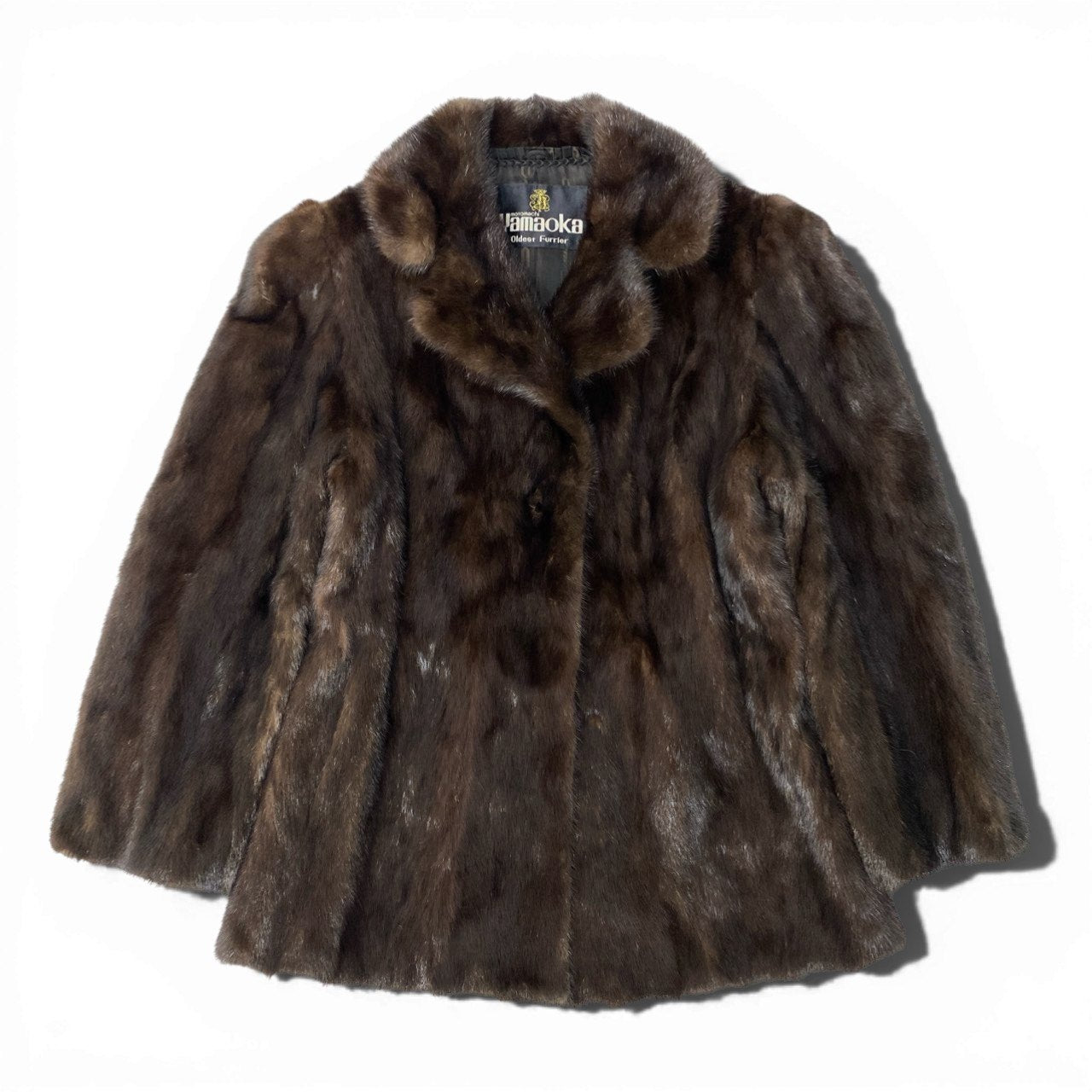26c14 Yamaoka デミバフミンク ファーコート サイズ13 ブラウン 本毛皮 Mink Fur Coat 毛質◎ リアルファーt18r