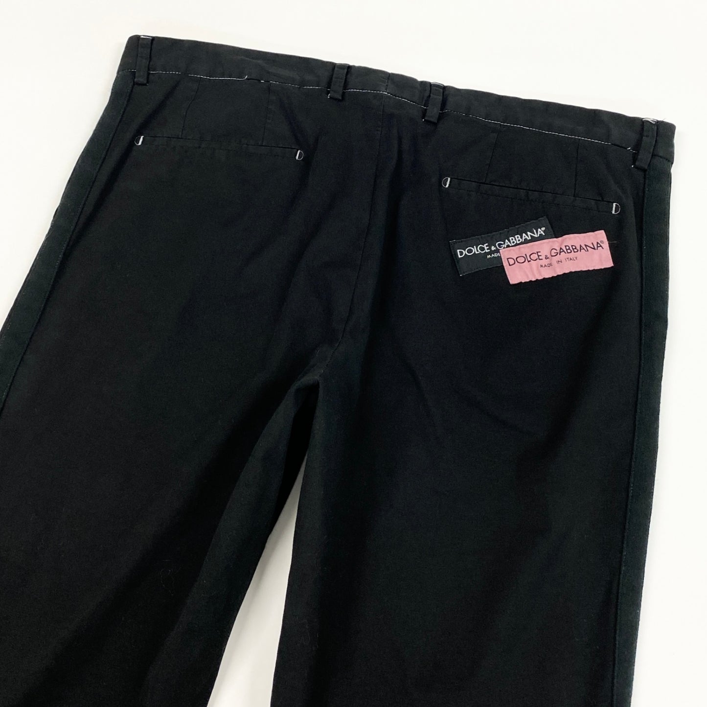 48d16 DOLCE＆GABBANA ドルチェアンドガッバーナ サイドライン スラックスパンツ テーパードパンツ 伸縮ストレッチ ボトムス サイズ54 ブラック メンズ 紳士服u02t