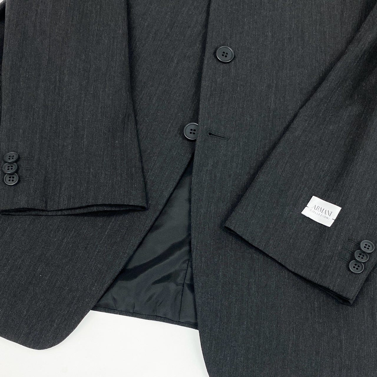 3d15 ARMANI COLLEZIONI アルマーニコレッツォーニ セットアップスーツ シングルスーツ 54/R ダークグレー ウール100％ メンズ 紳士服o07t