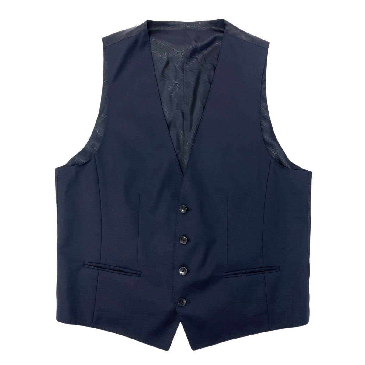 84f18 HUGO BOSS ヒューゴボス 3ピース スーツ GUABELLO Super120 サイズ52/54 ネイビー フォーマル ビジネス セットアップt18r