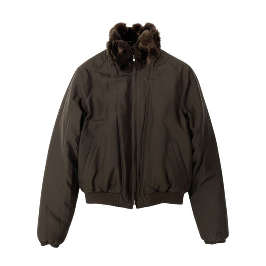 4c29 ARMANI COLLEZIONI アルマーニコレッツォーニ 毛皮ジャケット リバーシブルジャケット ダブルジップ アウター 38サイズ ブラウン レディース 女性用u02t