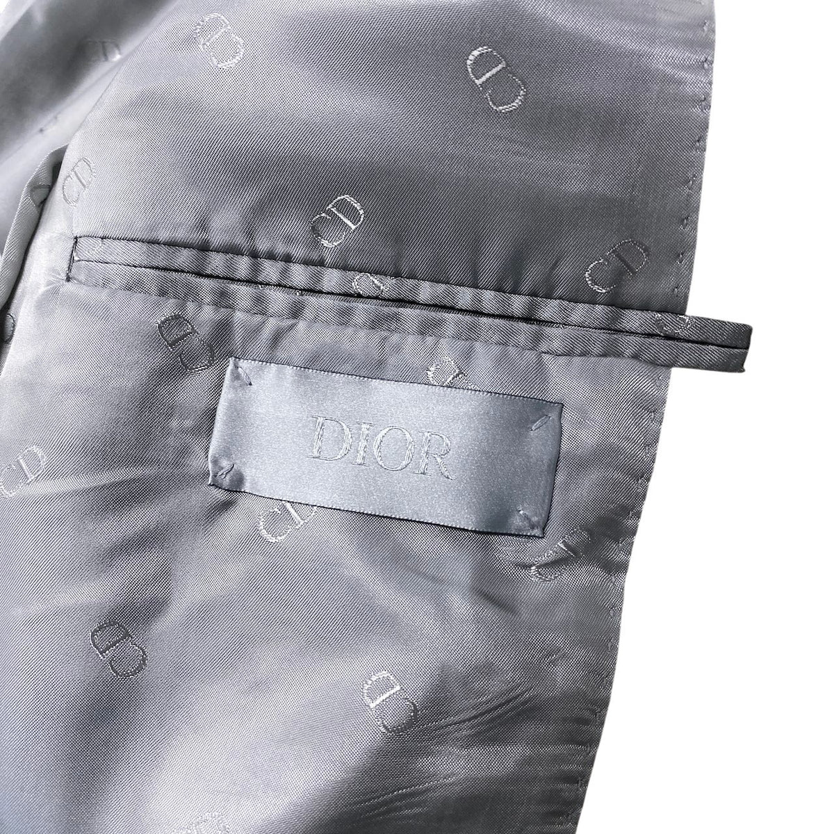 48j16【極美品】 DIOR HOMME ディオール オム ダブルブレスト テーラードジャケット スカーフ付 2way サイズ48 グリーン系 ウール100％ メンズu02t