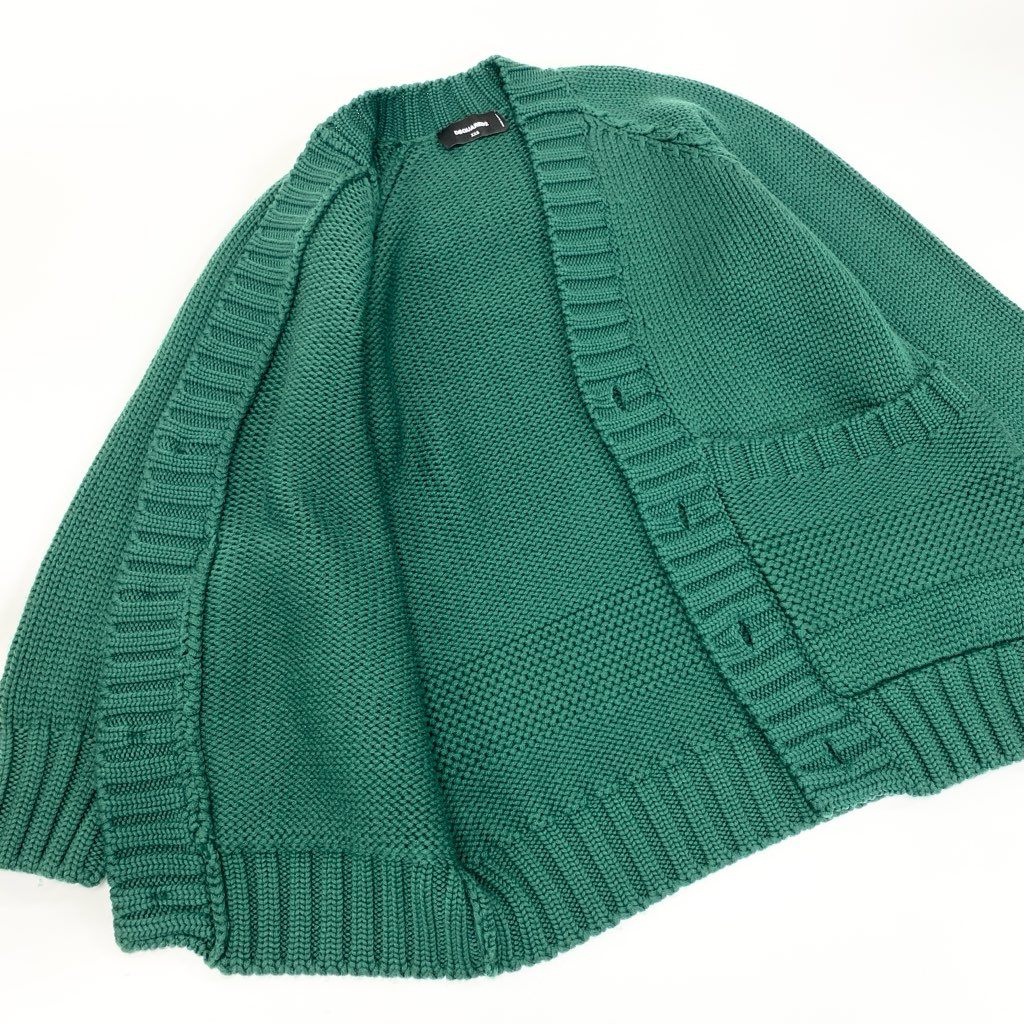 39l15 DSQUARED2 ディースクエアード イタリア製 マキシカーディガン オーバーサイズ ローゲージ 22AW S72HA1092 XXS グリーン ウール メンズo07t