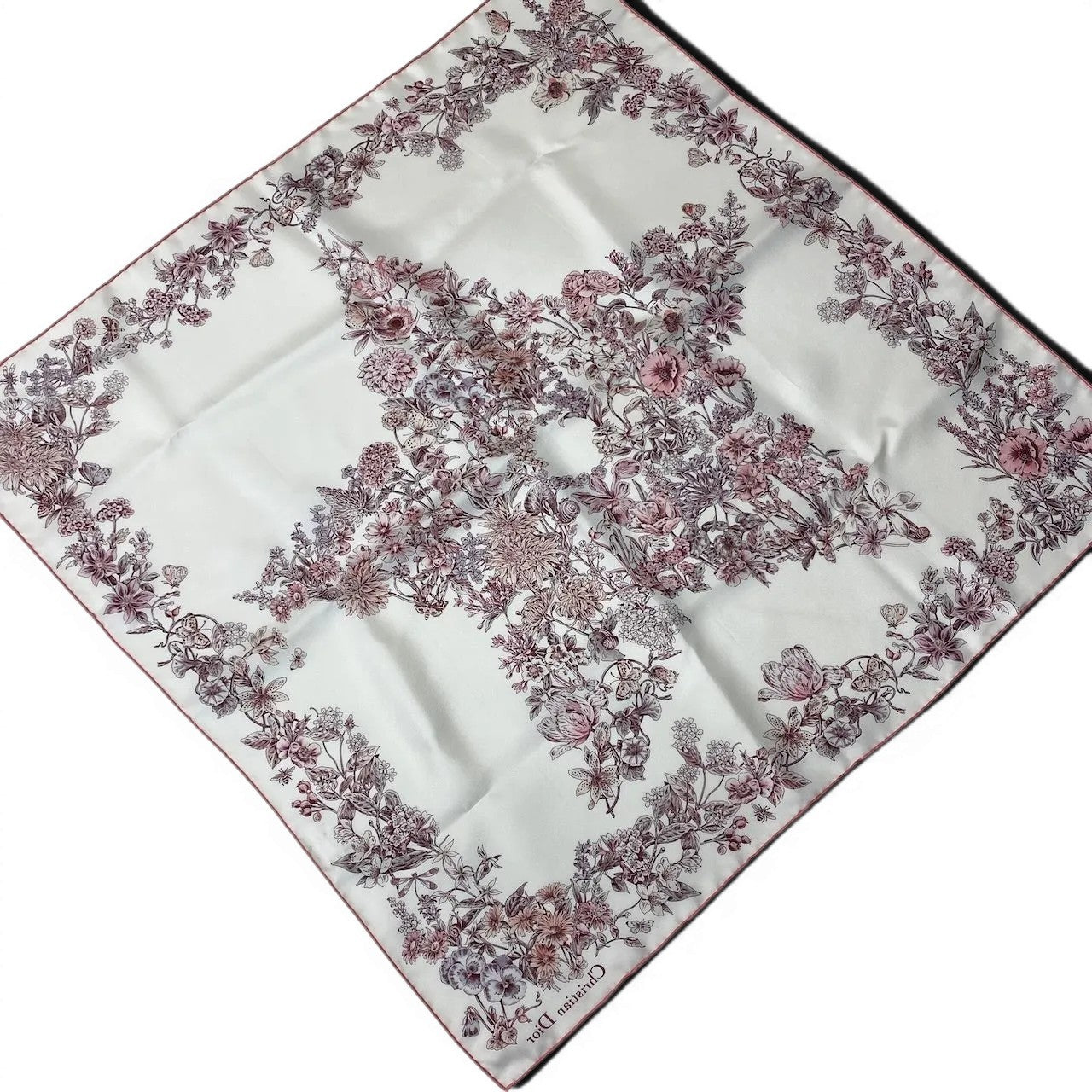 g16【新品保管品】Christian Dior Dior Star 70 シルクスカーフ 花柄 イタリア製 マルチカラー シルク100％ レディース 女性用k02i