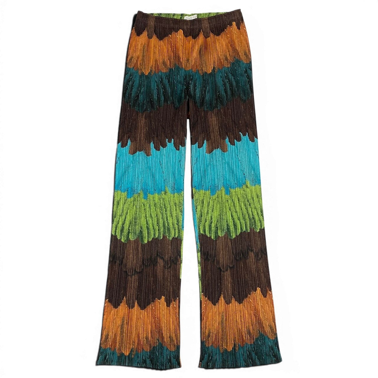 e1 【美品】PLEATS PLEASE 2003 ピーコックパンツ プリーツパンツ PP33-JF711 2サイズ マルチカラー ポリエステル100％ レディース 女性用ta1