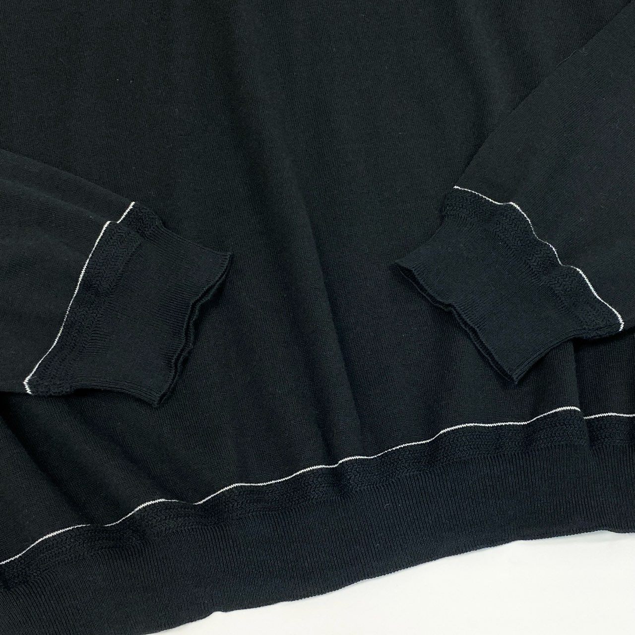 33a26【美品】LOUIS VUITTON ルイヴィトン ニットセーター LVロゴ刺繍 トップス イタリア製 XLサイズ ブラック メンズ 男性用o07t