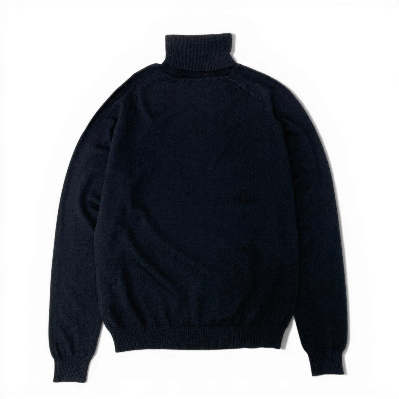 86d9 RAF BY RAF SIMONS ラフシモンズ タートルネック ニットセーター ハイゲージニット ウールブレンド ワンポイント刺繍 サイズS ブラックo07t