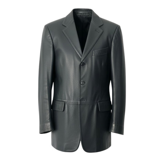 54b23 LOEWE ロエベ レザーテーラードジャケット レザージャケット アウター H1F7080EL 48サイズ ブラック ラムレザー 羊革 メンズo07t