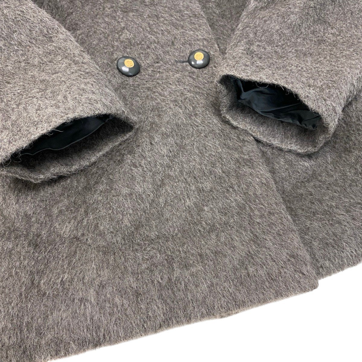 30h22 GIVENCHY ジバンシー シャギーピーコート ミドルコート ダブルフェイス ウールコート 金ボタン 9 グレー レディース 女性用u02t
