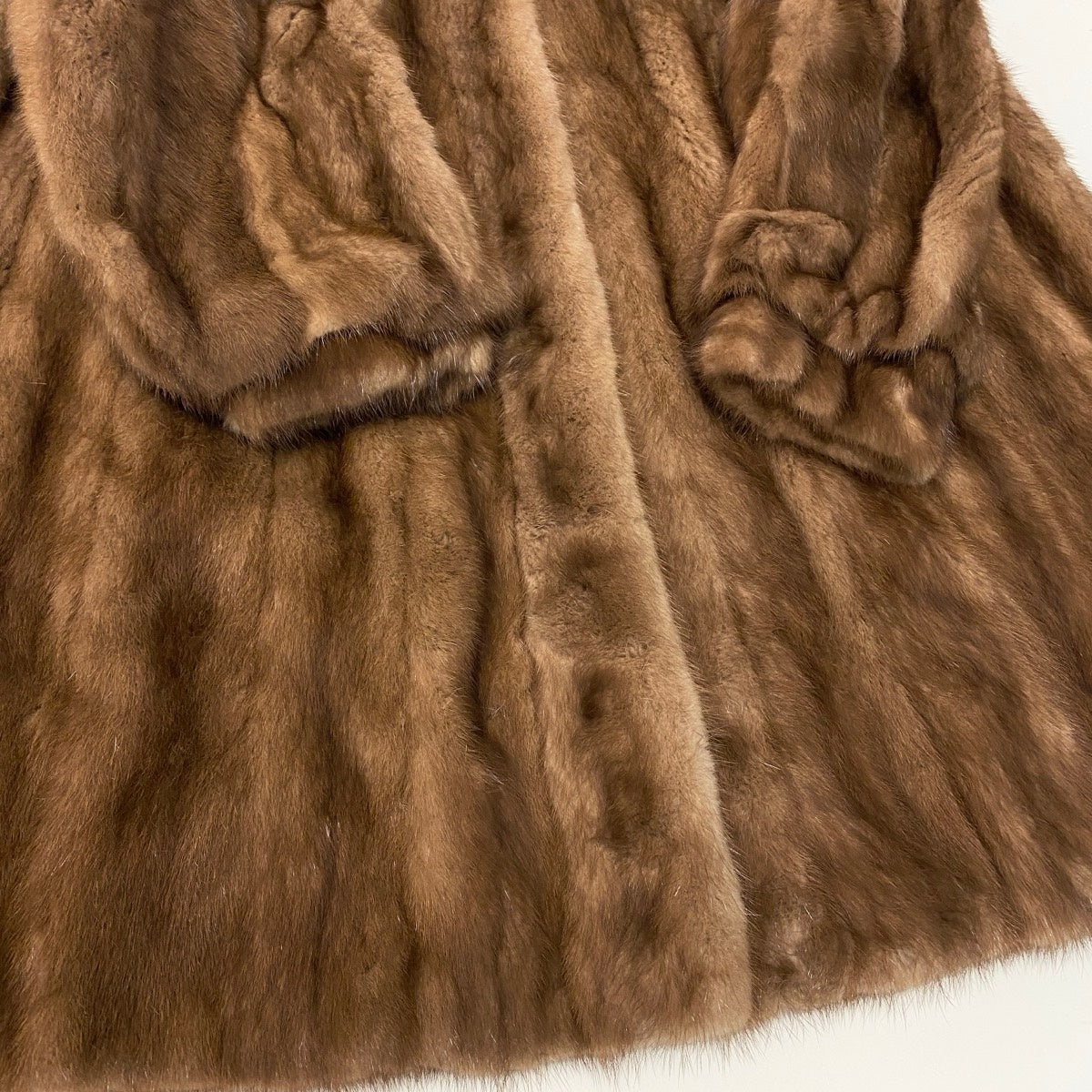 73i19 デミバフミンク ロングコート 丈110cm サイズF 茶系 本毛皮 Mink Fur Long Coat リアルファーt18r