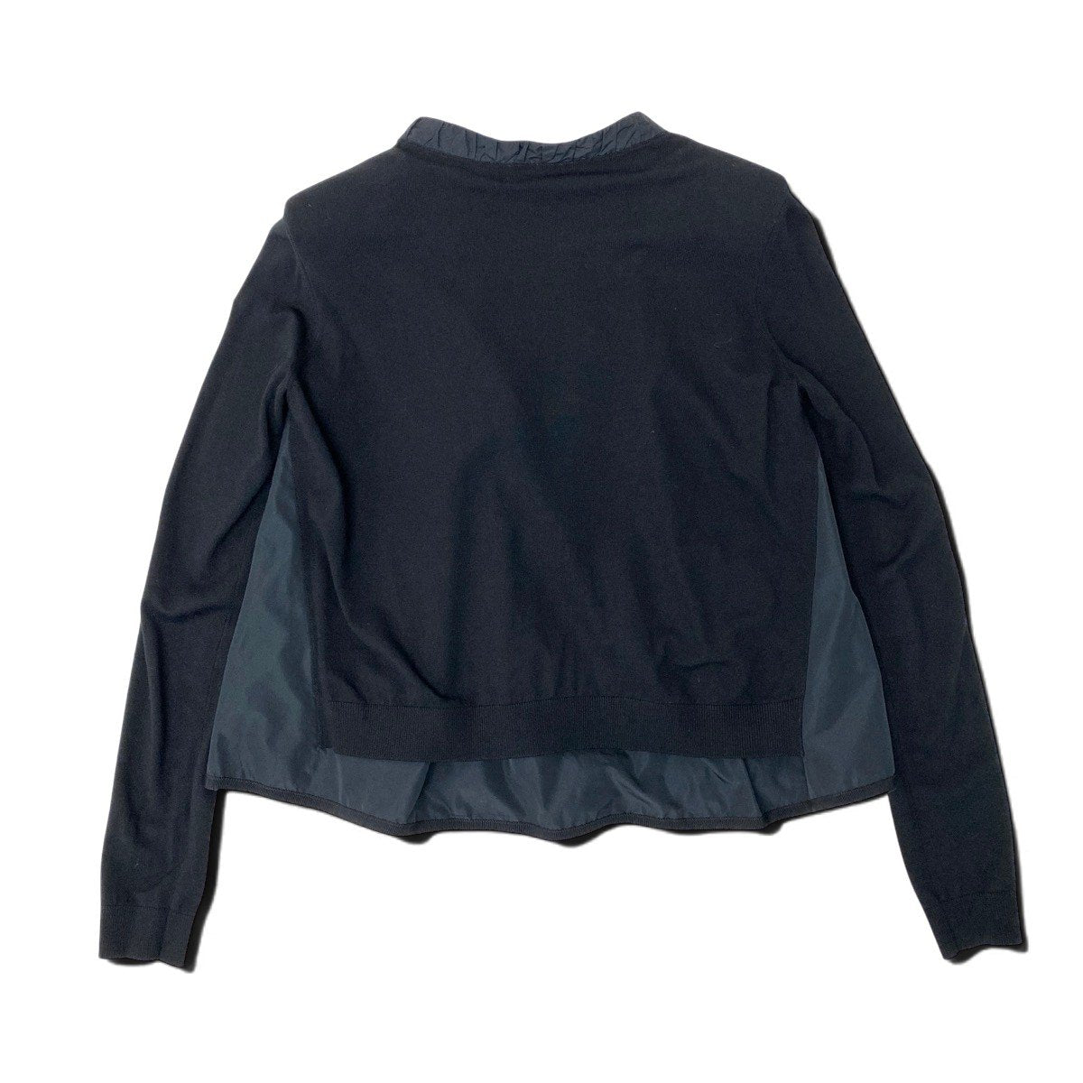 44f18 MONCLER モンクレール MAGLIA TRICOT CARDIGAN ニットカーディガン ペプラム ジップアップ 切替 XS ブラック レディース 女性用t18r