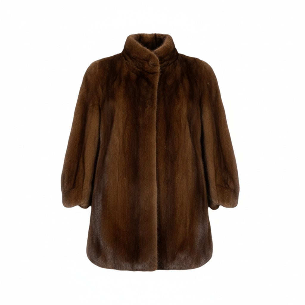 24L15 デミバフミンク ミンクコート セミロングコート 毛皮コート F ブラウン系 ミンクファー レディース 女性用k02i