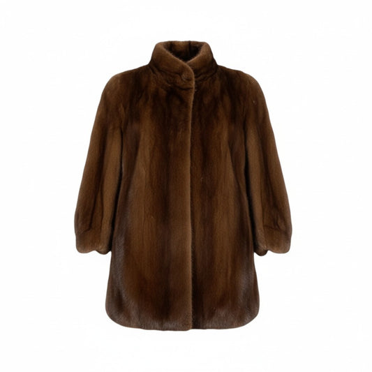 24L15 デミバフミンク ミンクコート セミロングコート 毛皮コート F ブラウン系 ミンクファー レディース 女性用k02i