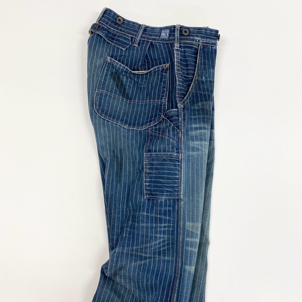 33L4 DOUBLE RL ダブルアールエル RRL ストライプ デニムペインターパンツ 32 インディゴブルー Ralph Lauren ラルフローレン USA製 ジーンズt18r