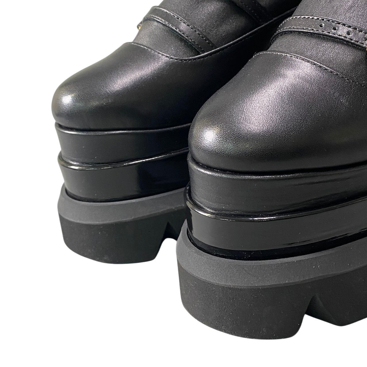 e19 【美品】 sacai サカイ 21aw プラットフォーム アンクルブーツ レザーブーツ 厚底 サイズ37 ブラック レディース 女性靴u02t