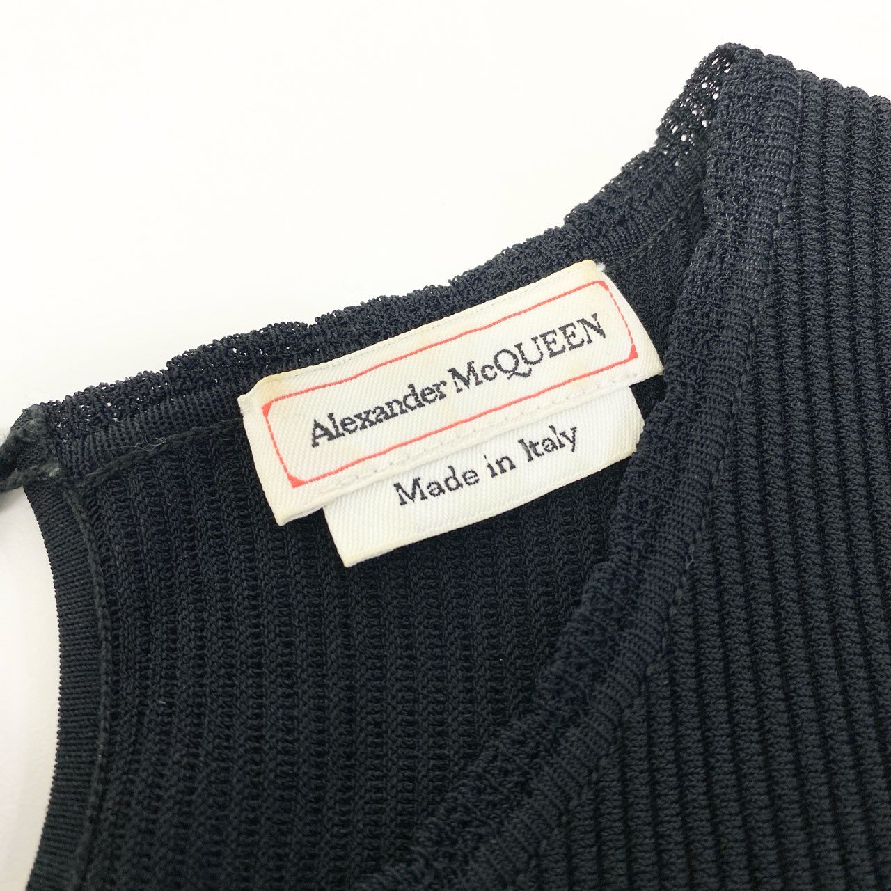 72a28【美品】Alexander McQUEEN アレキサンダーマックイーン 長袖リブニットセーター 袖切替レース トップス Lサイズ ブラック レディース 女性用u02t