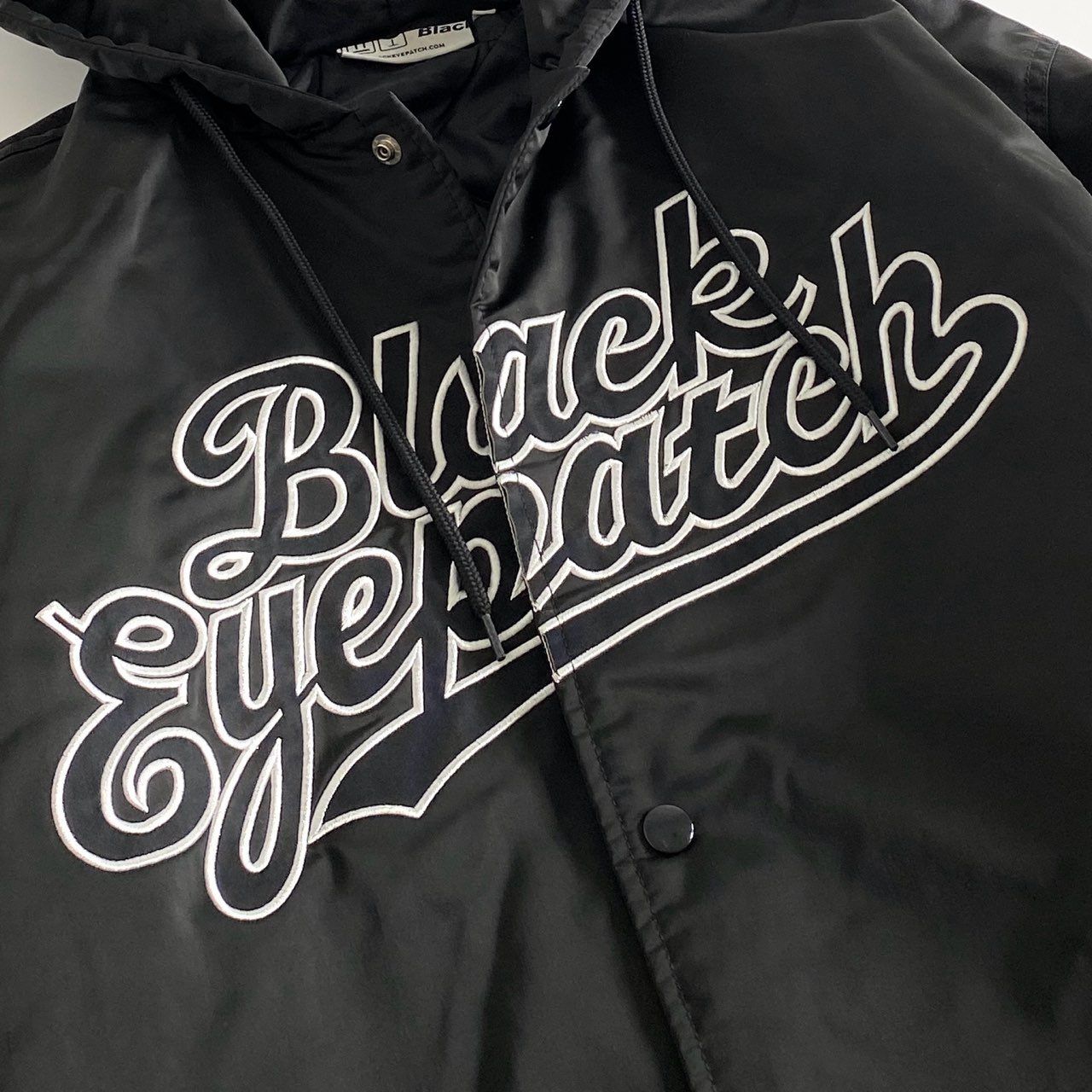 12d14 BlackEyePatch ブラックアイパッチ 22SS NYLON HOODED STADIUM JACKET ナイロン フーデッドスタジアムジャケット スタジャン Lサイズ ブラック