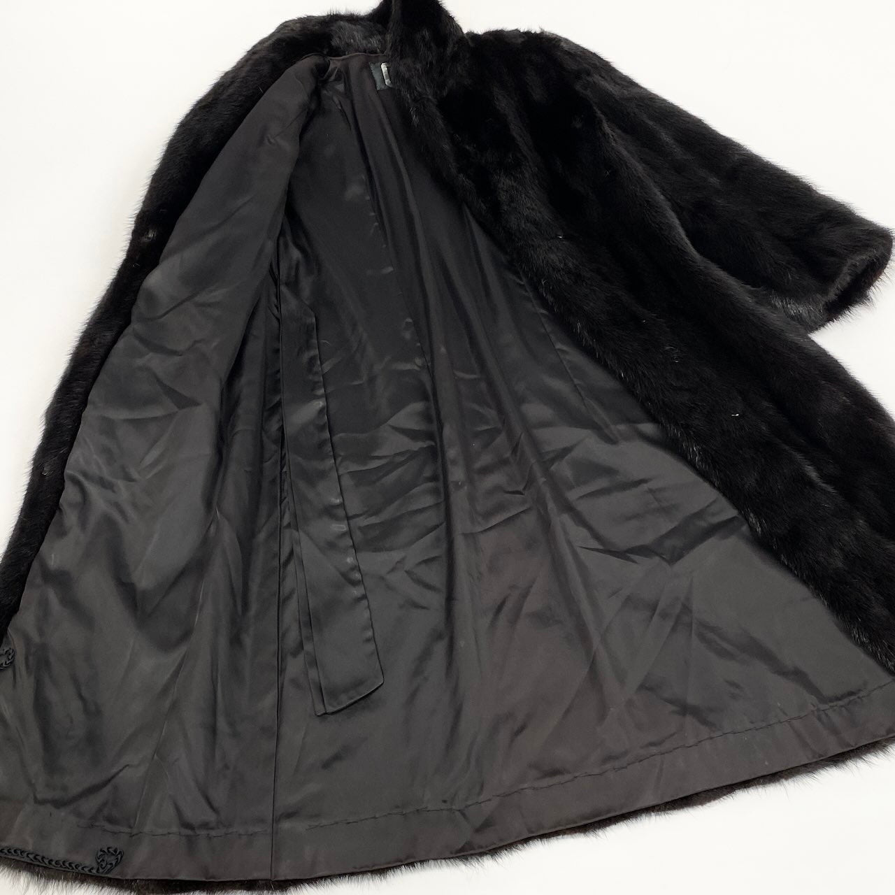 67e13 SAGA MINK サガミンク 銀サガ ダークミンク 超ロングコート 丈110cm サイズ13 ブラック 最高級本毛皮 Mink Fur Long Coatt18r