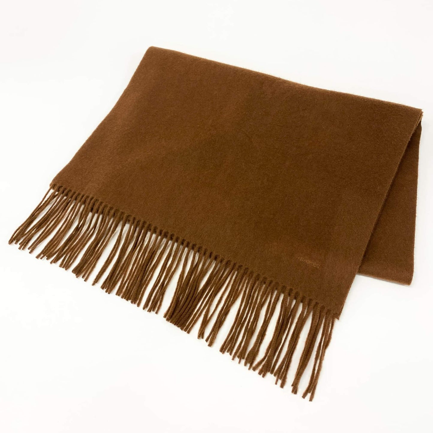 l20 HERMES エルメス ブラウン カシミヤ100 50cm×320cm 超大判 カシミヤマフラー ストール ユニセックス メンズ レディース カシミアk02i