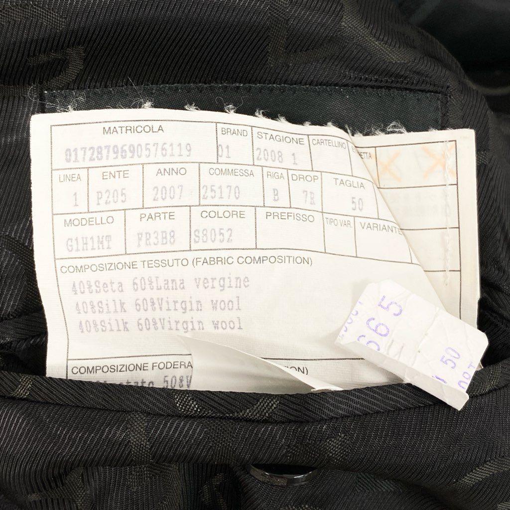 52l24 DOLCE＆GABBANA ドルチェアンドガッバーナ スーツセットアップ テーラードジャケット スラックス ストライプ 裏地総柄 イタリア製 50サイズ ブラック メンズo07t