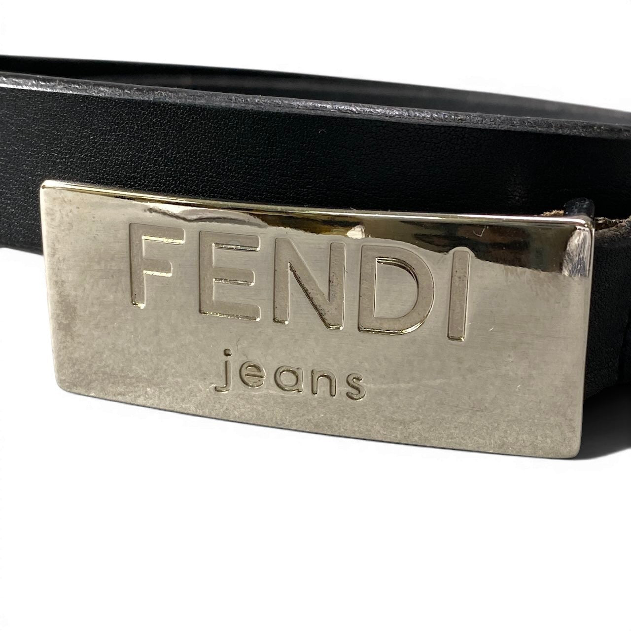 f10 FENDI jeans フェンディジーンズ ロゴプレート レザーベルト 細ベルト サイズ40 ダークブラウン レディース 女性用u02t