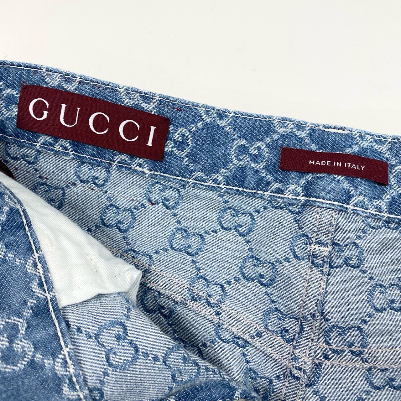 Ic16 【未使用品】GUCCI グッチ GGコットンデニムジャガードパンツ デニムパンツ サイズ24 インディゴ レディース ボトムk02i