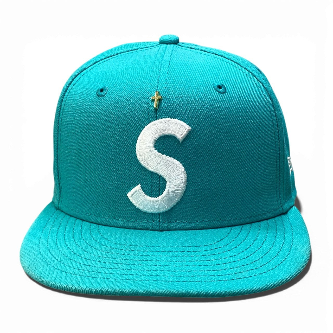 a23 Supreme シュプリーム × NEW ERA ニューエラ Gold Cross S Logo Cap ゴールドクロス キャップ 7 1/2 ターコイズブルー 帽子t18r