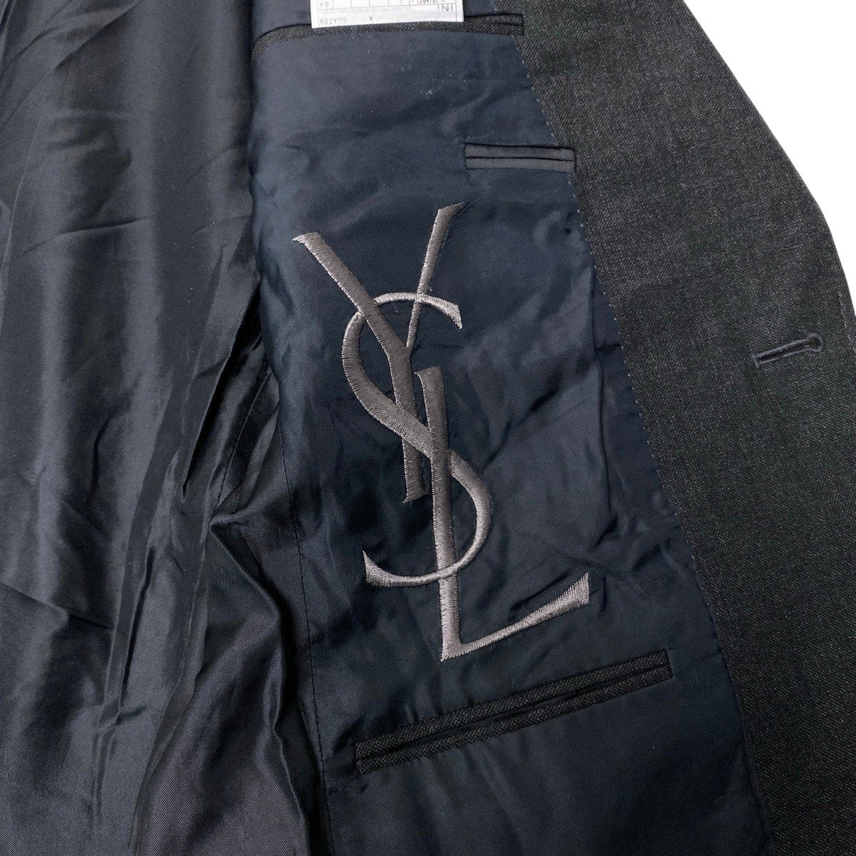 52h18 YVES SAINT LAURENT イヴサンローラン リヴゴーシュ トムフォード期 テーラードジャケット イタリア製 46 ブラック ウール100％ メンズ 紳士服u02t