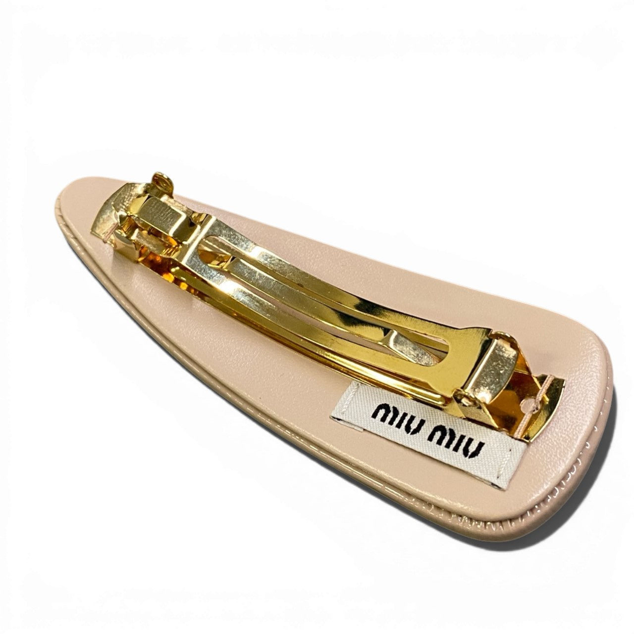 b15 《美品》 miu miu ミュウミュウ ロゴヘアクリップ バレッタ ヘアアクセサリー ピンク レザー レディース 女性用ta1