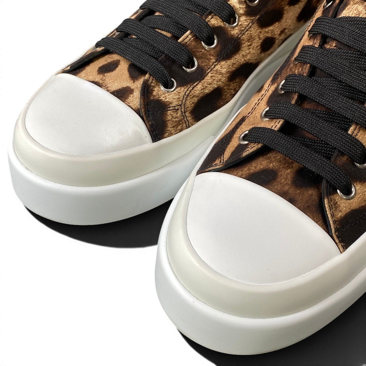 f24 DOLCE&GABBANA ポルトフィーノ ローカットスニーカー DGロゴ レオパード柄 AO743 8サイズ ブラウン系 キャンバス メンズ 男性用o07t