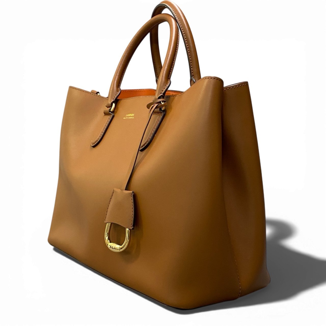 Bb20 LAUREN RALPH LAUREN ラルフローレン ショルダーストラップ付 トートバッグ ブラウン 大容量 ジップポケット付t18r