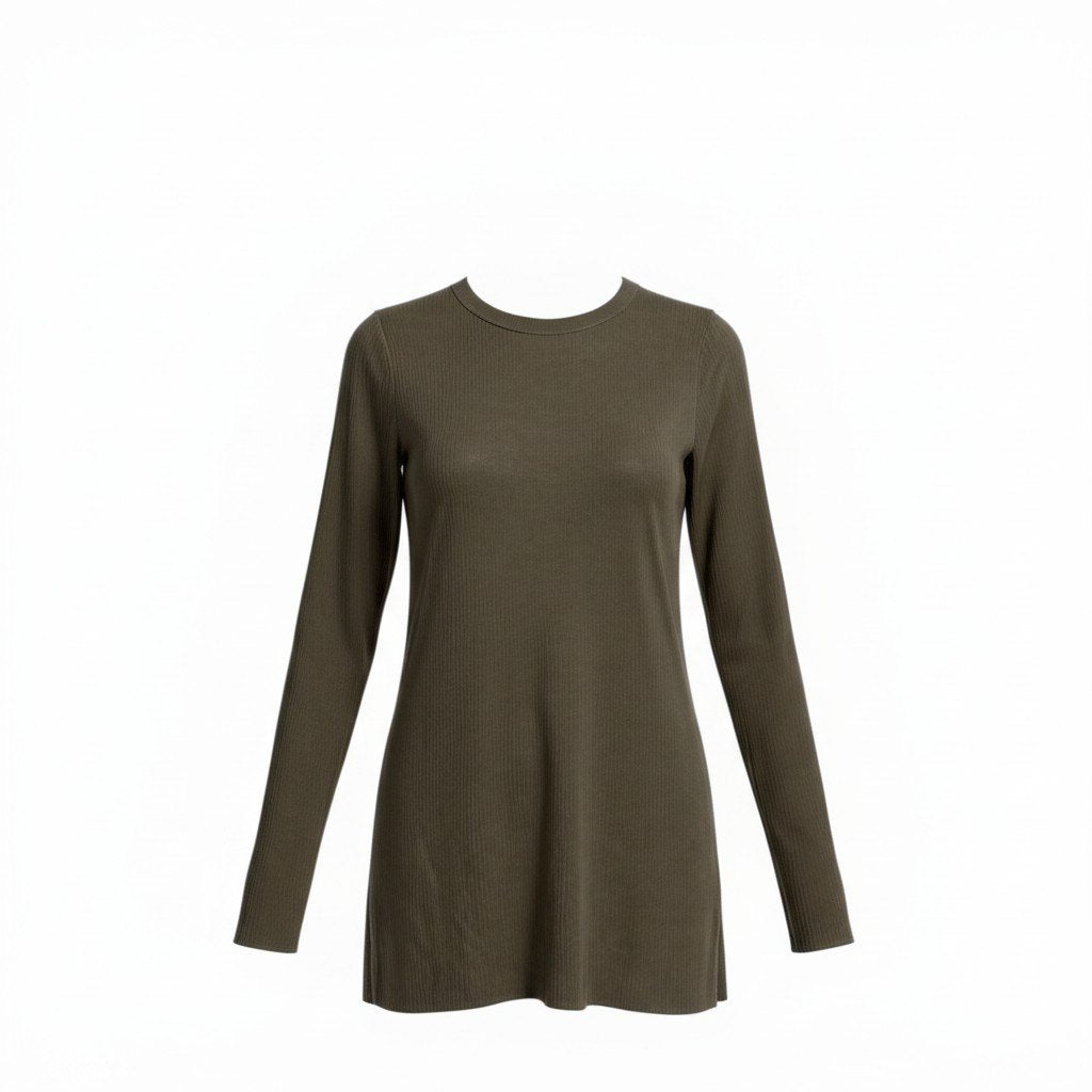 81L15 Rick Owens リックオウエンス FOGACHINE 22SS ロングカットソー RP01B4202 42 グレー リブトップ シルクブレンド Tシャツt18r