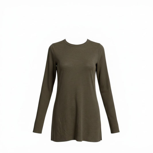 81L15 Rick Owens リックオウエンス FOGACHINE 22SS ロングカットソー RP01B4202 42 グレー リブトップ シルクブレンド Tシャツt18r