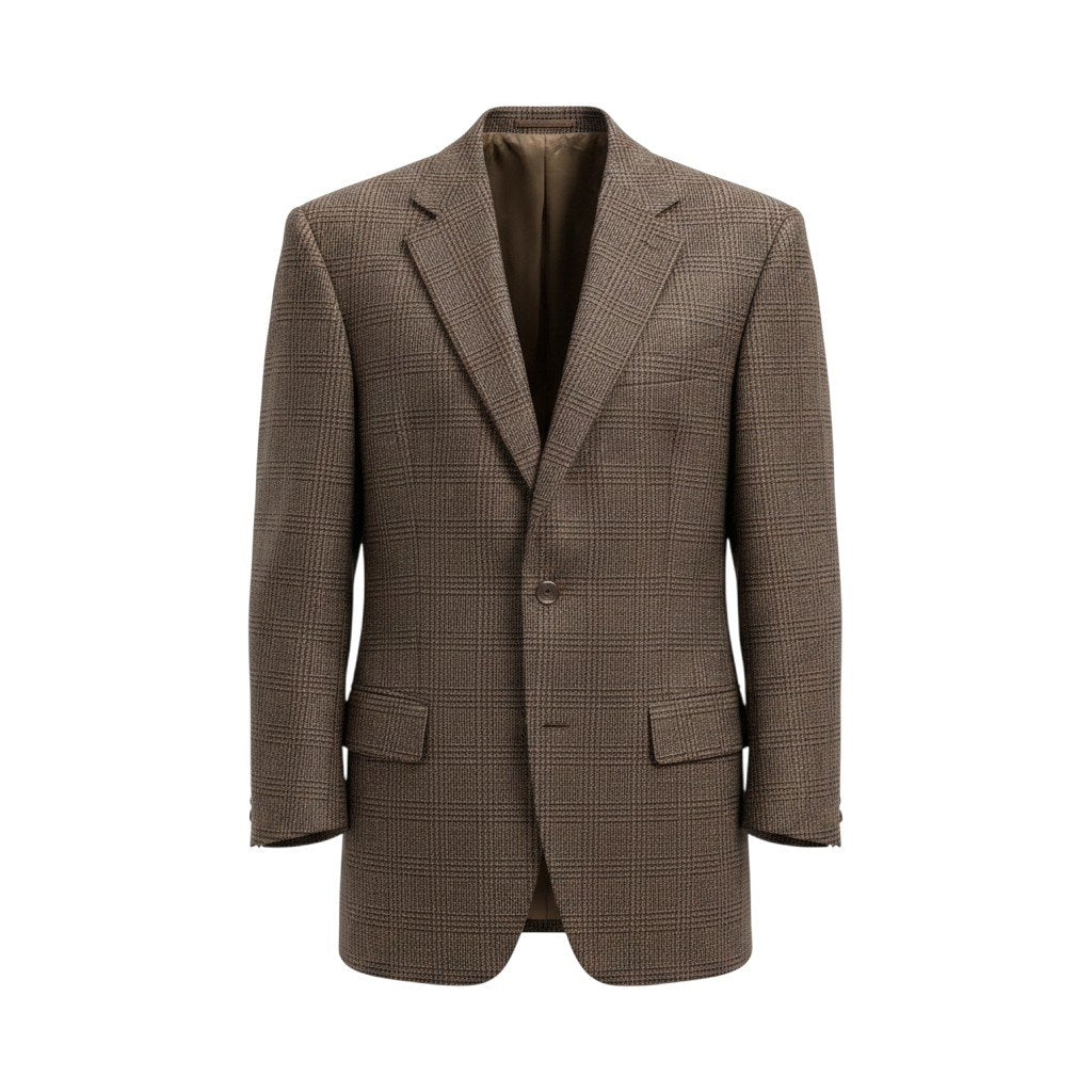 54h21 Ermenegildo Zegna エルメネジルドゼニア TAGLIO ESCLUSIVO テーラードジャケット グレンチェック カシミヤ混 サイズ54 ブラウン ネイビー メンズ 紳士服o07t