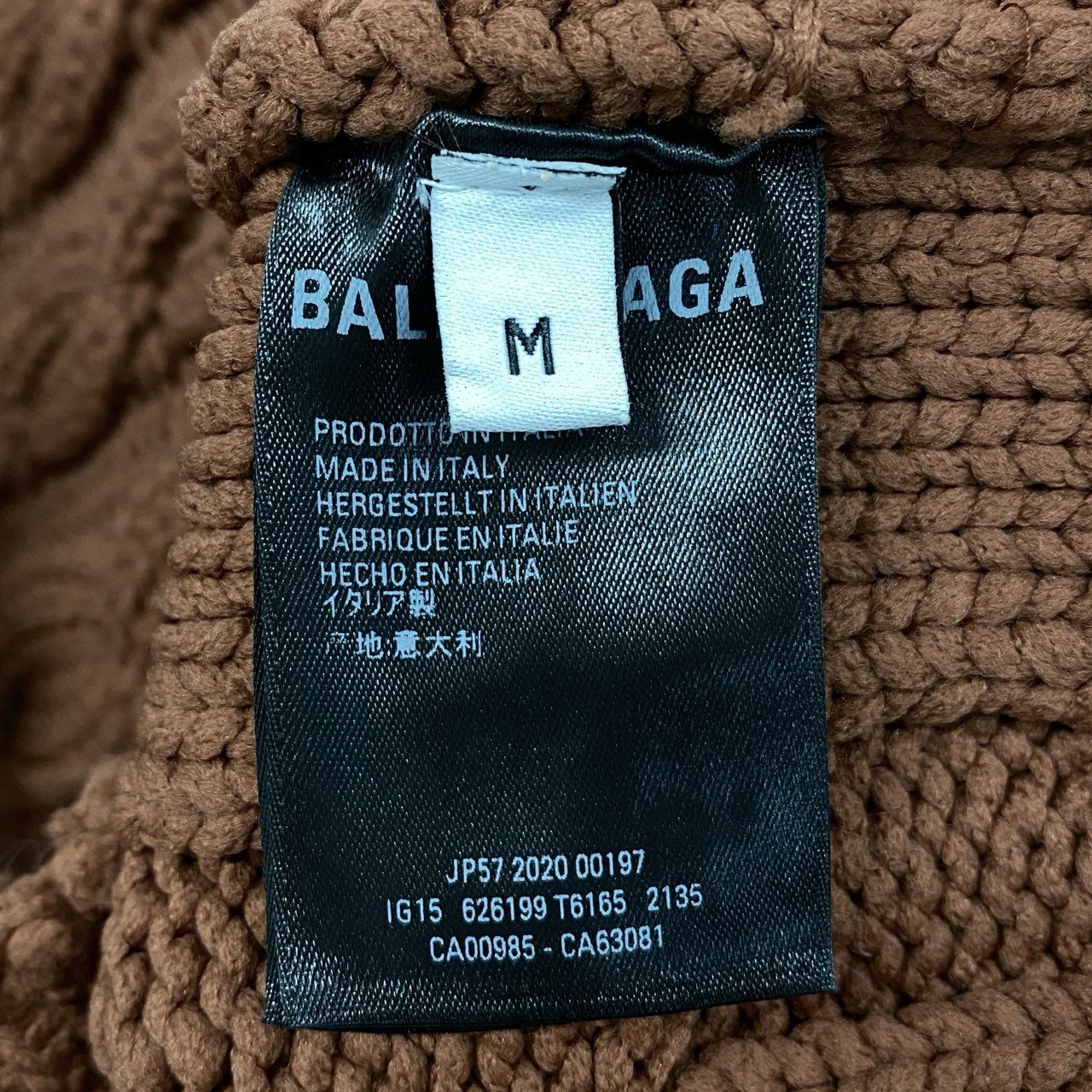 6h29 BALENCIAGA バレンシアガ ハイネックケーブルニット 長袖ニット タートルネック クロップド丈  Mサイズ ブラウン レディース 女性用k02i