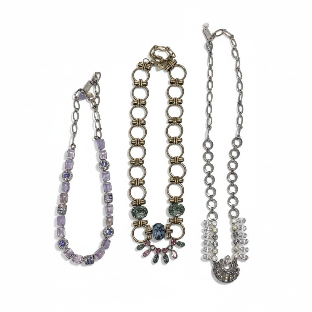 g16② 《 3点セット 》 Mariana マリアナ 天然石 × クリスタル ビジューネックレス アクセサリー ジュエリー アンティークt18r