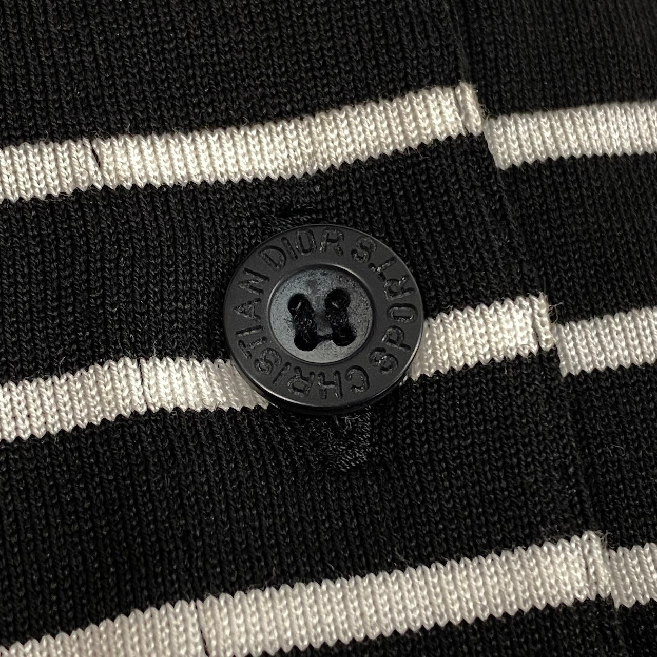 Ig6 Christian Dior SPORTS クリスチャンディオール ロングスリーブ ポロシャツ ボーダー柄 サイズM ブラック ホワイト コットン100％ レディースo07t