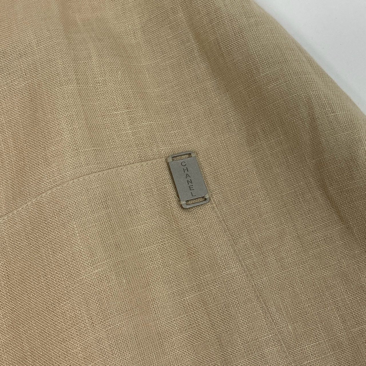 60b22 CHANEL シャネル リネンスカート ロングスカート ロゴプレート レディース 女性服 P13591V07729 サイズ38 ベージュ リネン100％u02t