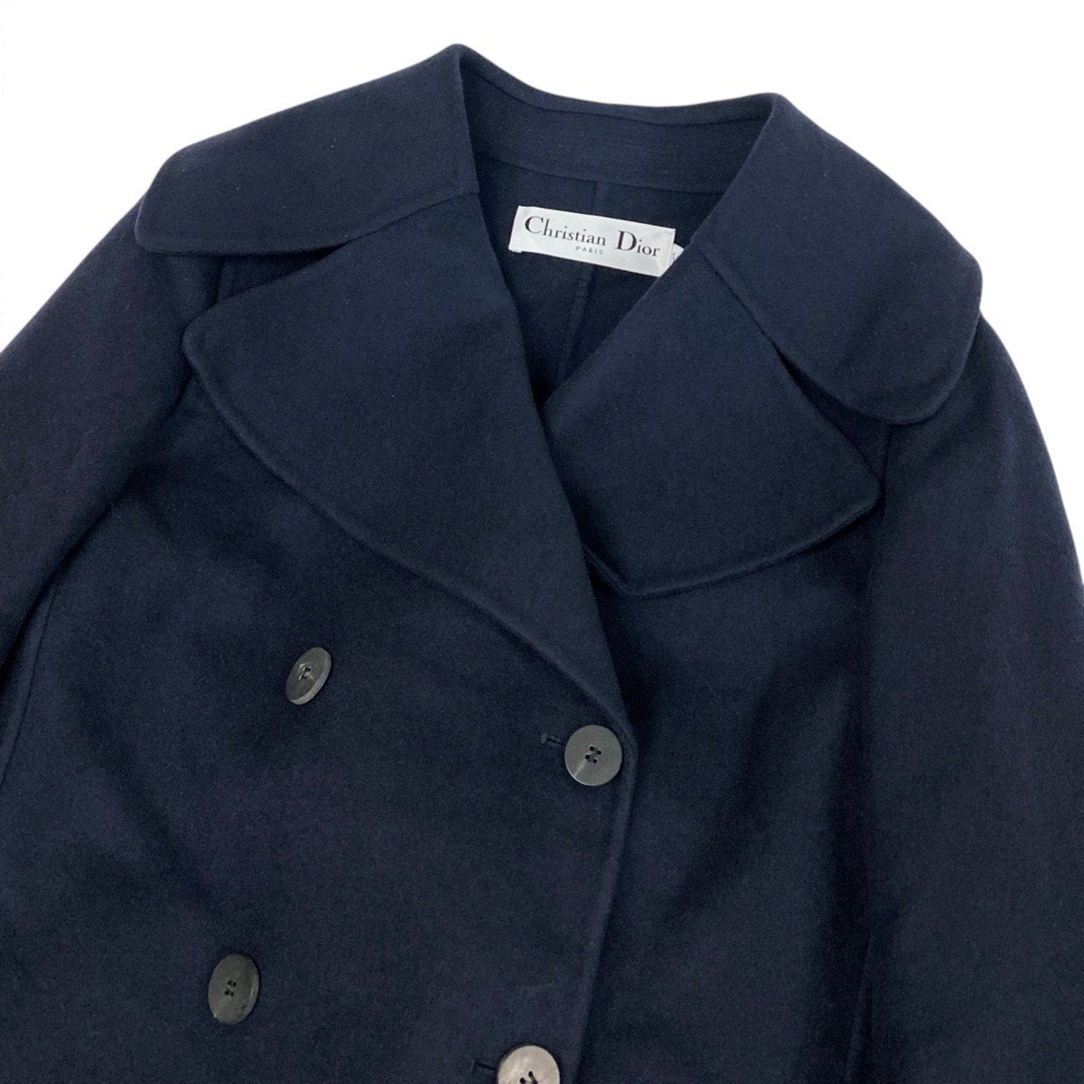 Ej21 《未使用品》 Christian Dior クリスチャンディオール ダブルブレスト カシミヤ ロングコート 940M25A0005 34 ネイビー カシミヤ100 レディースk02i