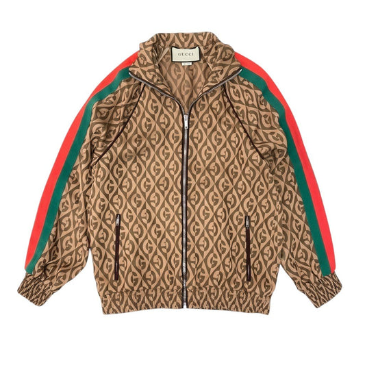 Id20 GUCCI グッチ トラックジャケット GGランバスパターン ウェブライン アウター XXSサイズ ブラウン系 メンズ 男性用nu1