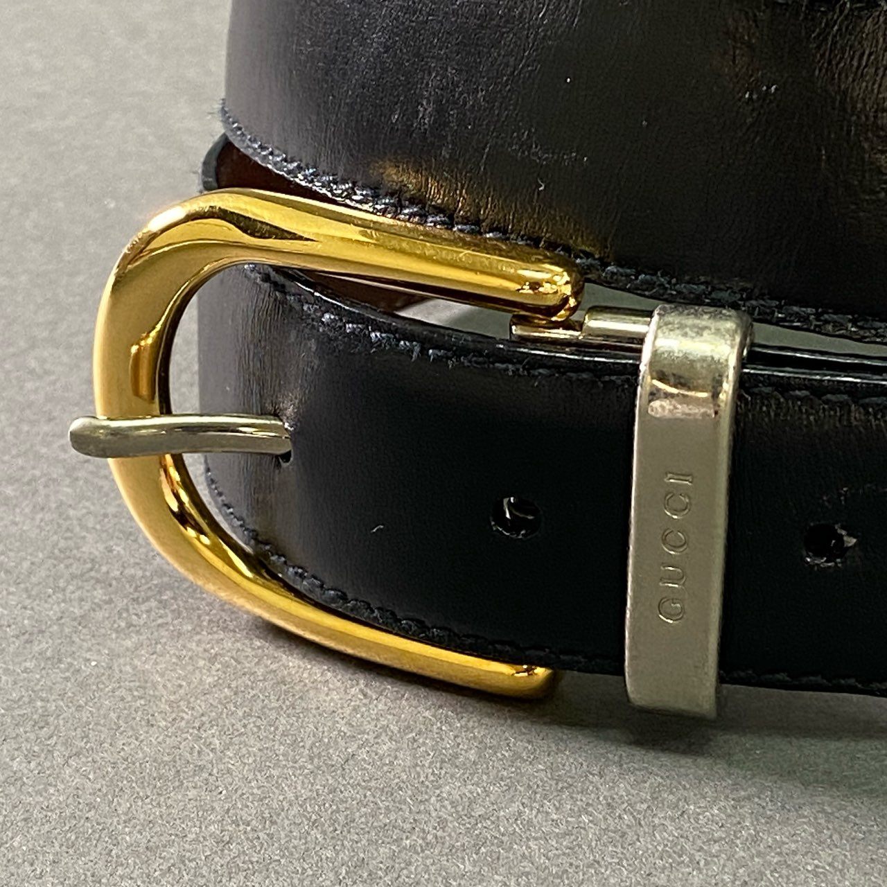 a17 GUCCI グッチ ピンバックル レザーベルト 75 30 ブラック ブラウン Leather イタリア製 ビジネス フォーマル オフィス