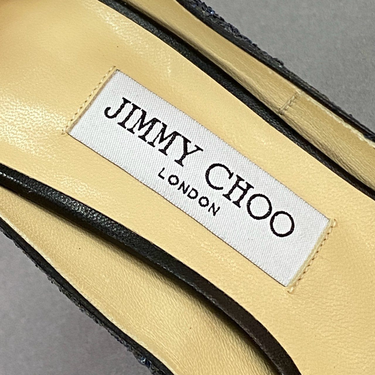 2j28 《美品》 JIMMY CHOO ジミーチュウ グリッター ハイヒールサンダル スパンコール 36 ネイビー シューズ パーティ イタリア製