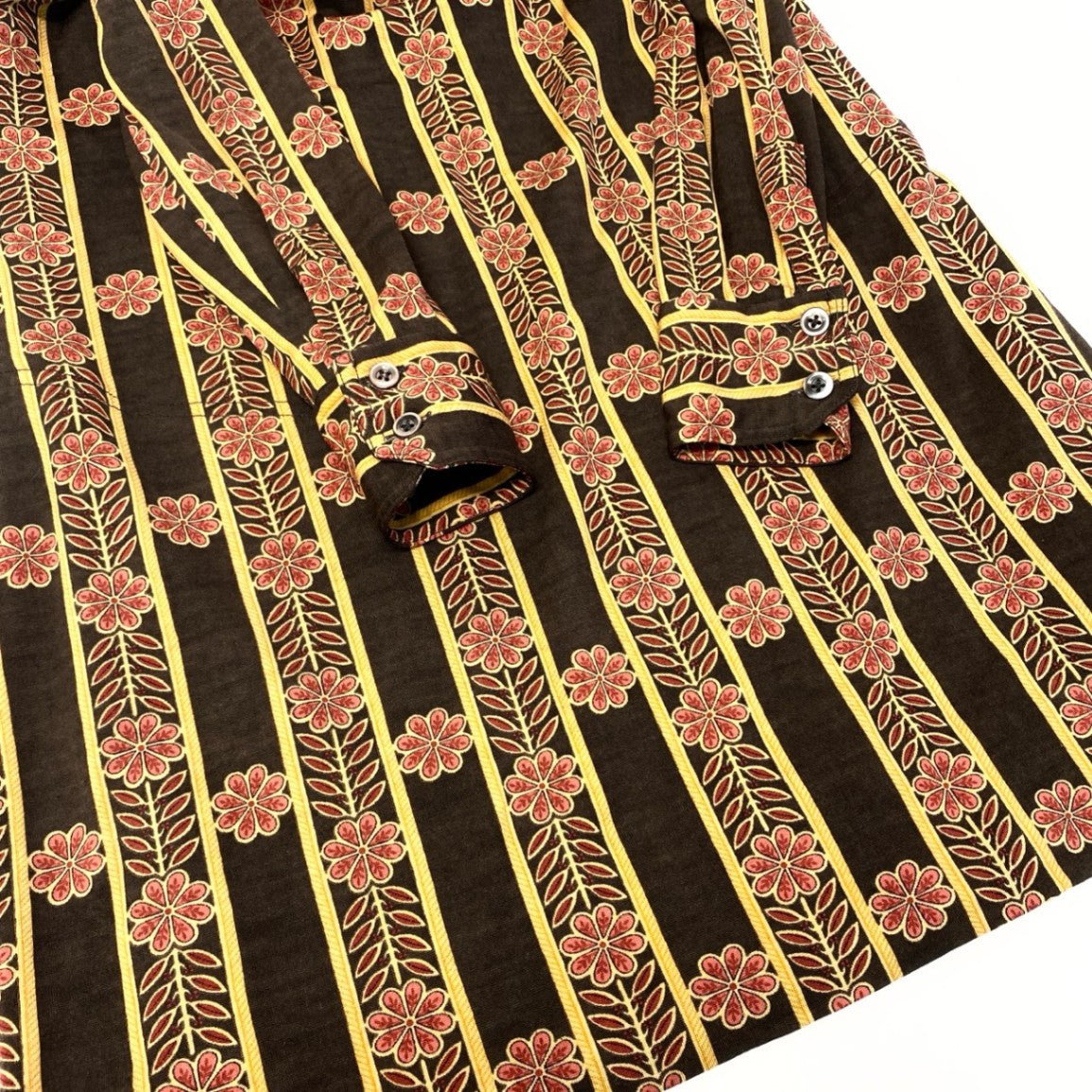 Aa15 【Vintage 70'S】CELINE ヴィンテージ セリーヌ 1970年代 総柄ニットワンピース 襟付きワンピース サイズ42 ブラウン系 レディース 女性用k02i