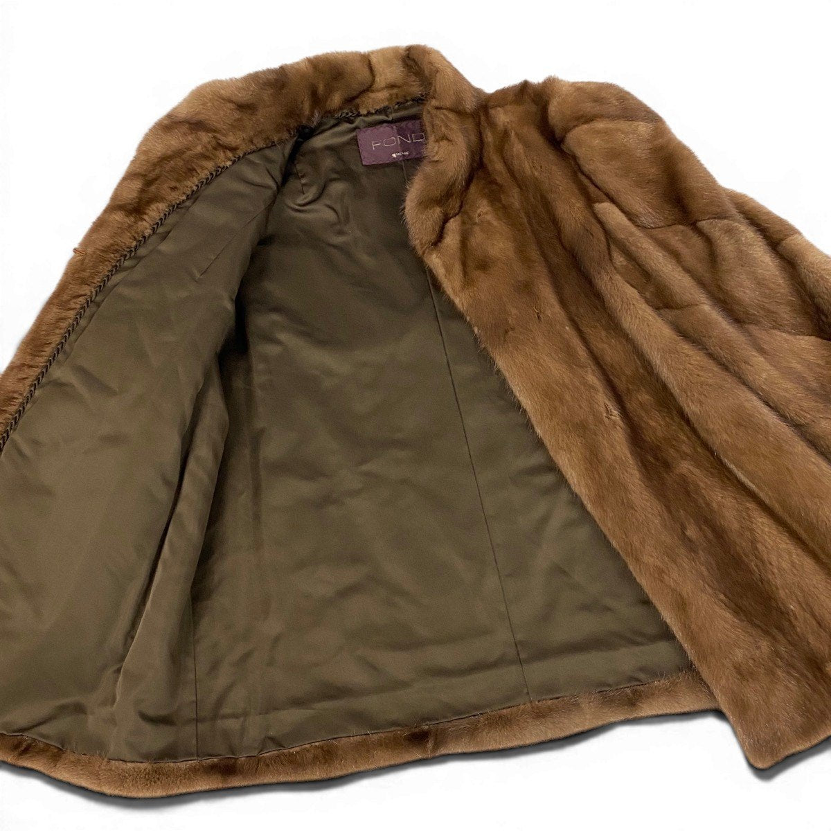 79f10 FOND 袖段デザイン パステルミンク ファーコート サイズ11 茶系 本毛皮 Pastel Mink Fur Coatt18r