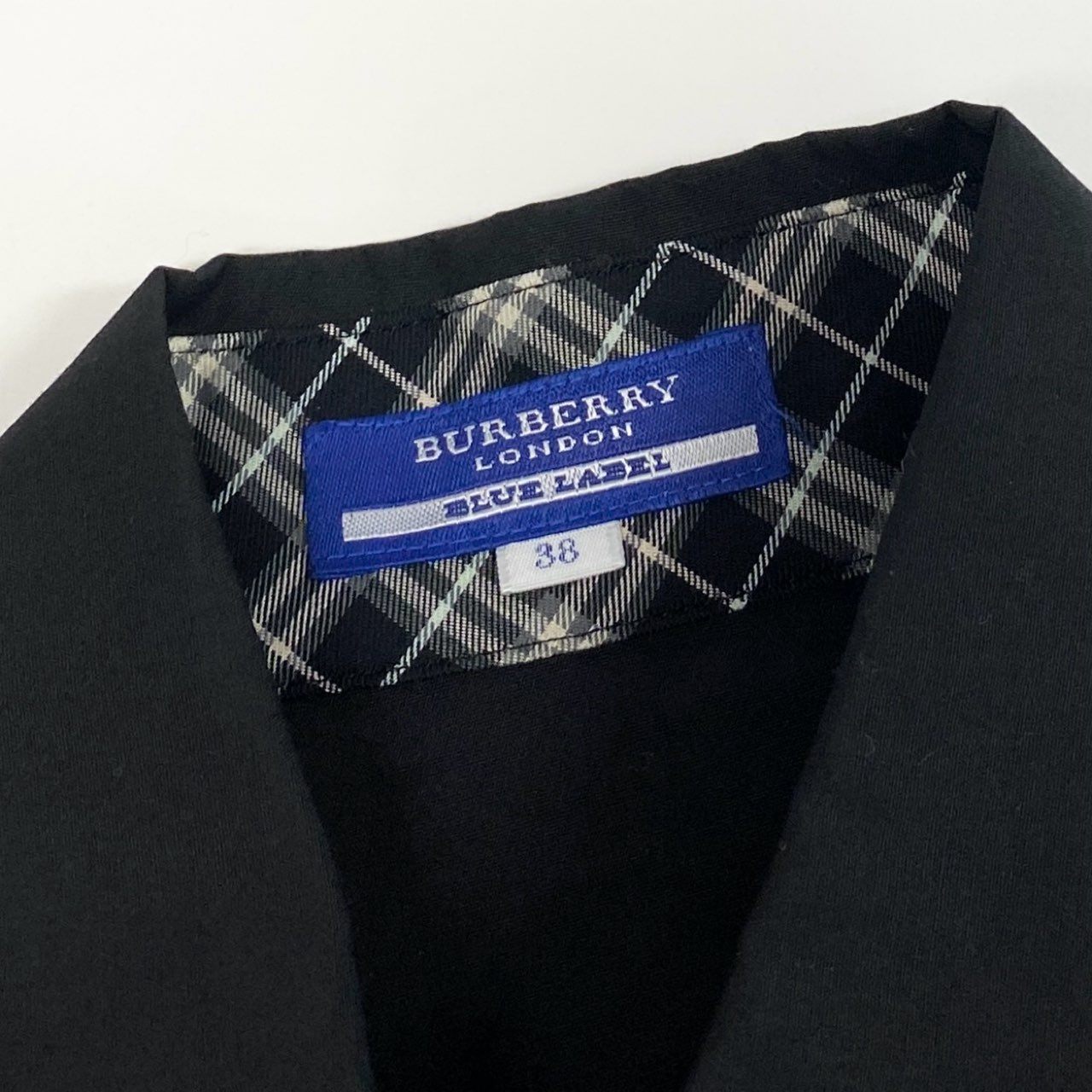 Ib26 《タグ付き》 BURBERRY  BLUE LABEL バーバリーブルーレーベル ホースロゴ刺繍 長袖ブラウス シャツ 38 ブラック コットン レディースu02t