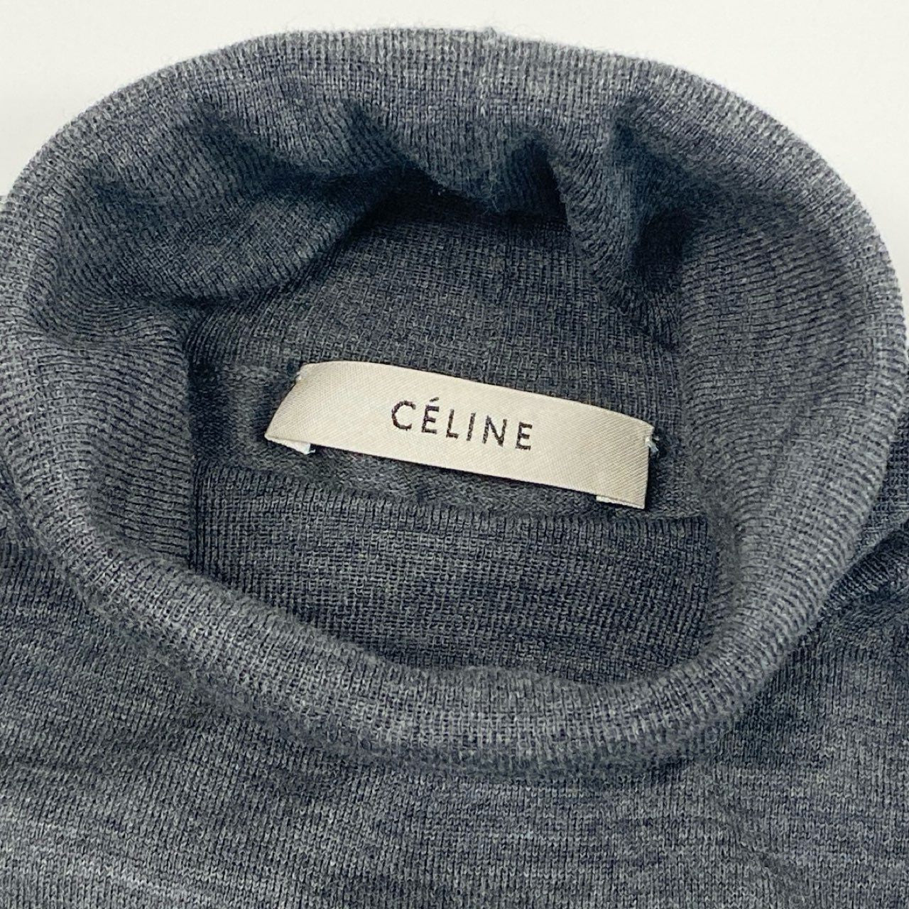 69k20 【美品】イタリア製 CELINE セリーヌ フィービー期 ハイゲージニットセーター タートルネックセーター サイズS グレー レディース 女性用 ハイネック