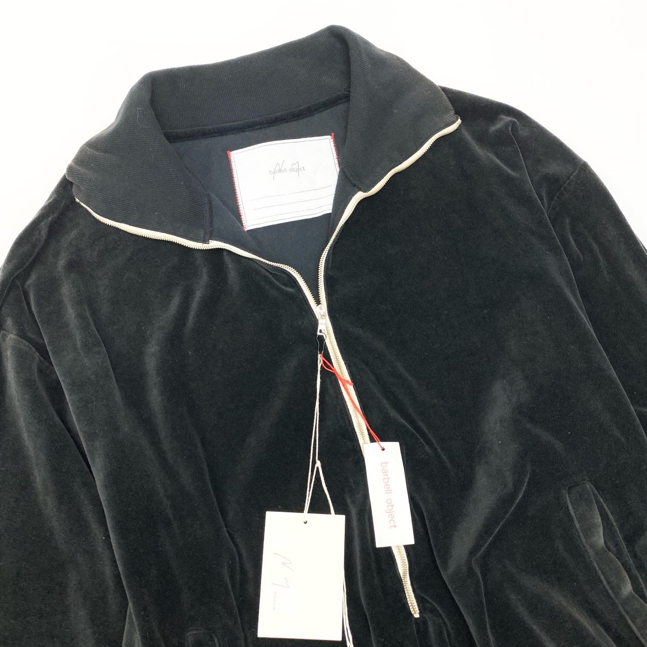 83c4【美品】barbell object バーベルオブジェクト ANCELLM ベロアセットアップ トラックジャケット トラックパンツ bo-24a-anc01 Fサイズ ブラック メンズ 男性用o07t