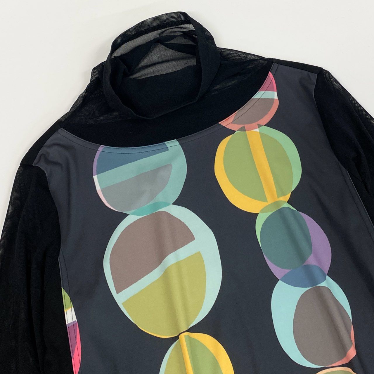 38k26 《美品》 TOKUKO 1er VOL トクコプルミエヴォル ロングワンピース シアースリーブ メッシュ切替 レディース 女性用 9 ブラックu02t