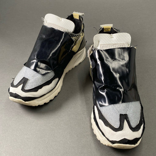 7f4 Maison Martin Margiela メゾンマルタンマルジェラ Descontructed Sneakers 再構築リペアハイテクトレーナー ローカットスニーカー 43 ブラック グレー