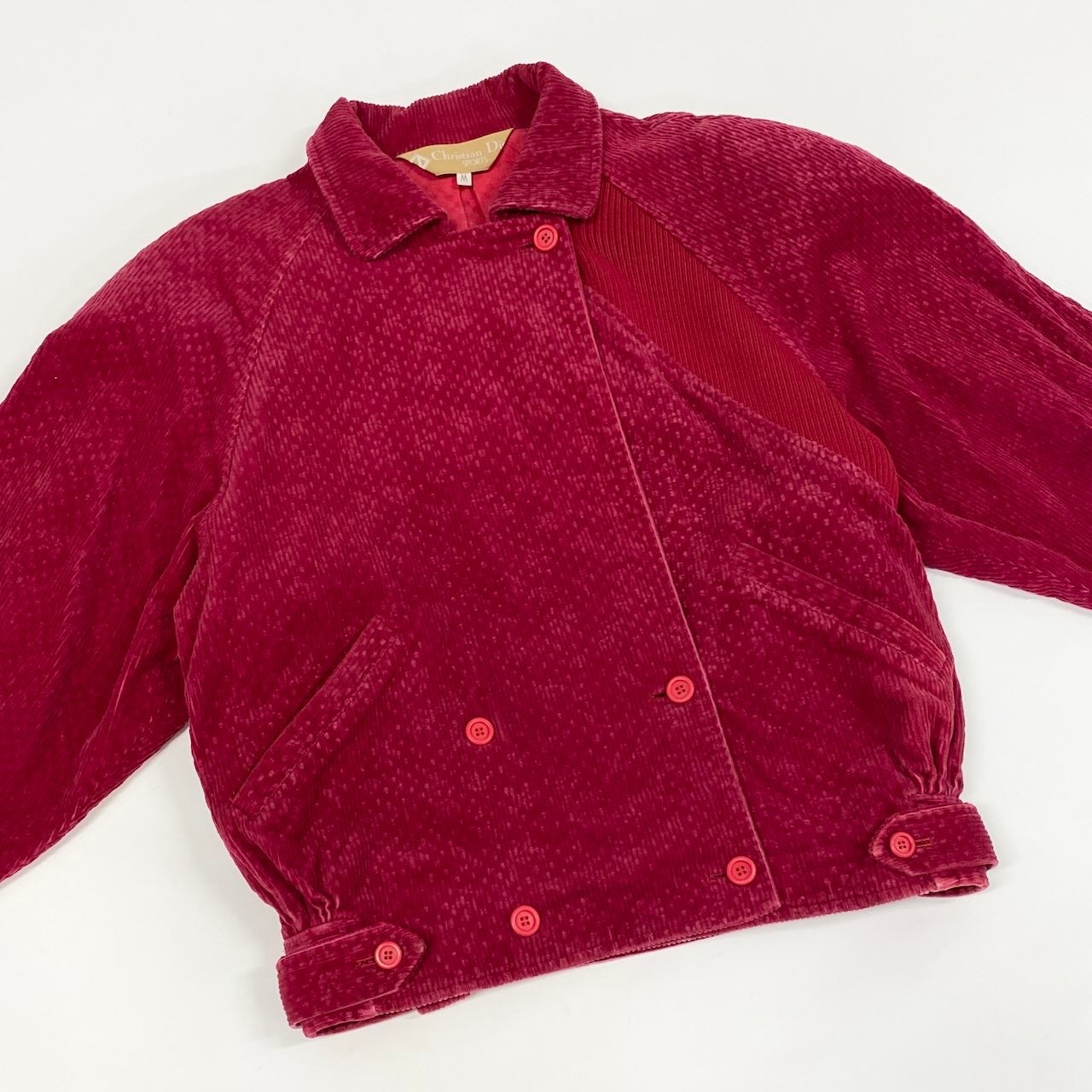 59d28 Christian Dior SPORTS クリスチャンディオール スポーツ コーデュロイジャケット 切替リブニット ダブルボタン サイズM ピンク系 コットンウール レディース 女性服u02t